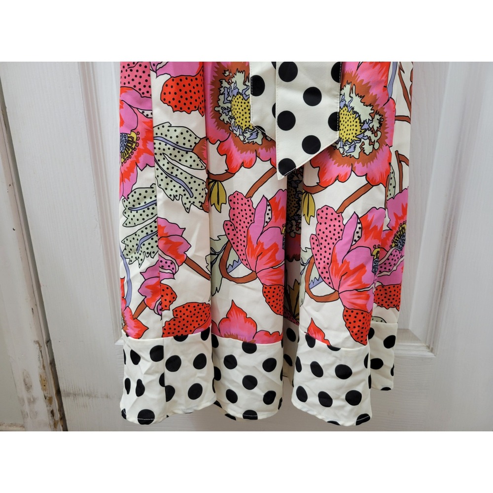Crosby by Mollie Burch Floral Polka Dot Maxi Dress Long Sleeve Belted Small - Picture 12 of 16